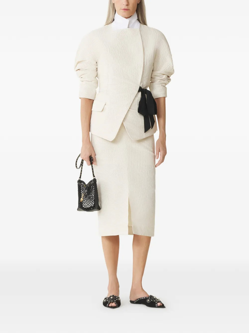  Lanvin Flap-pocket Tie-detail Blazer - Neutrals 