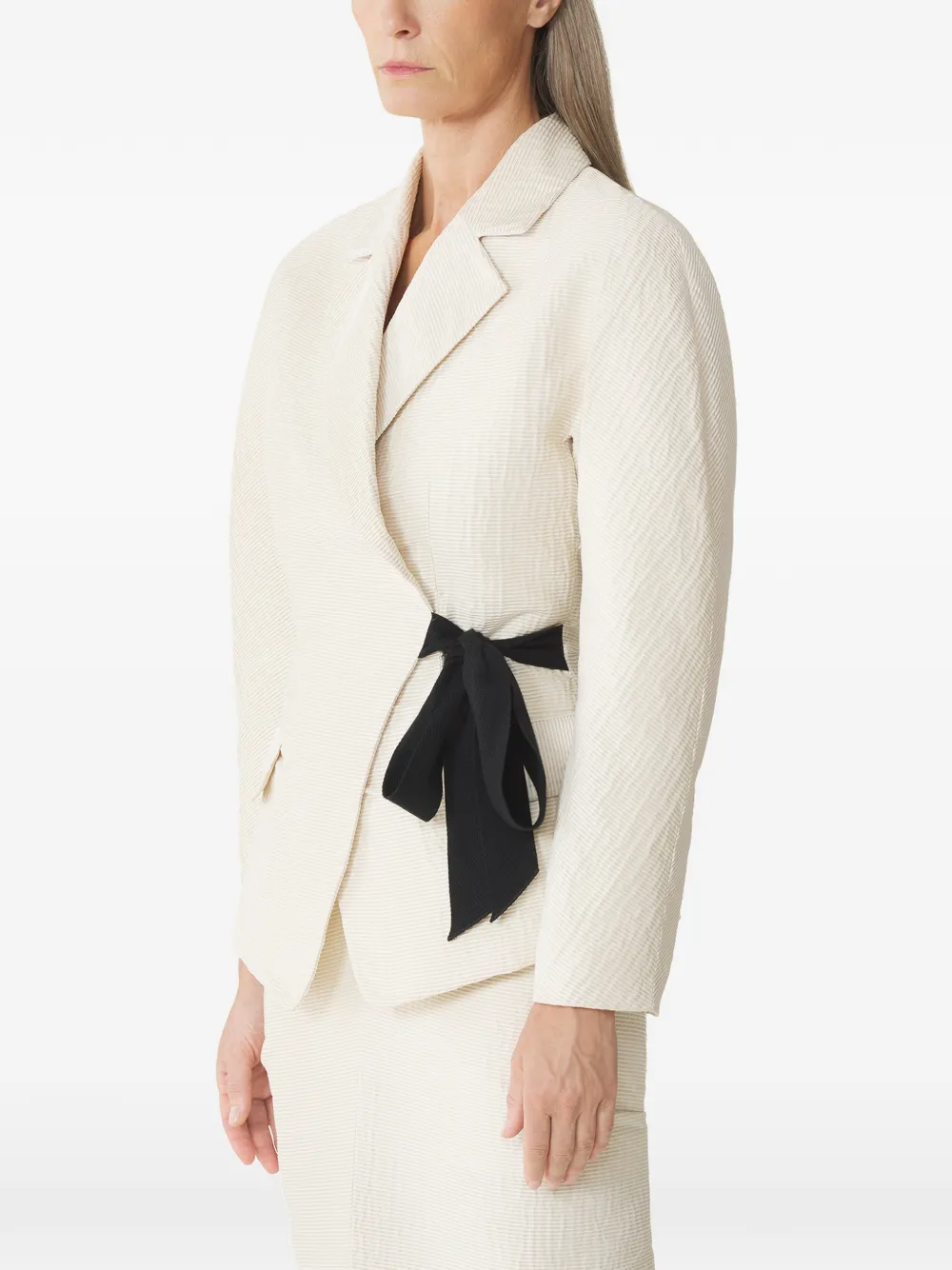  Lanvin Flap-pocket Tie-detail Blazer - Neutrals 