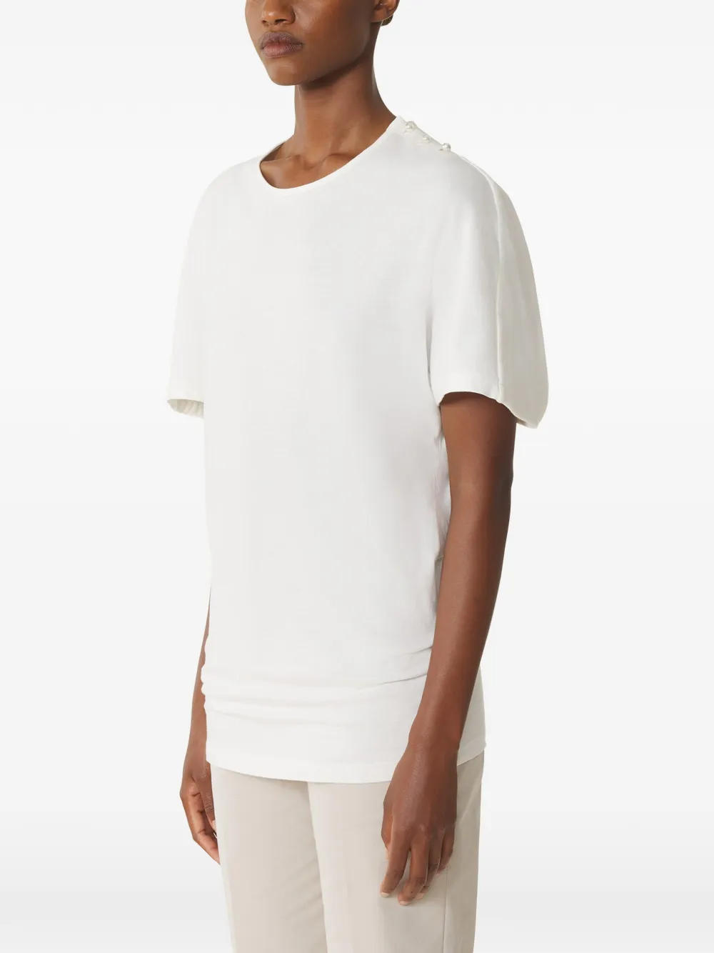  Lanvin Camiseta Con Efecto De Capa - Blanco 
