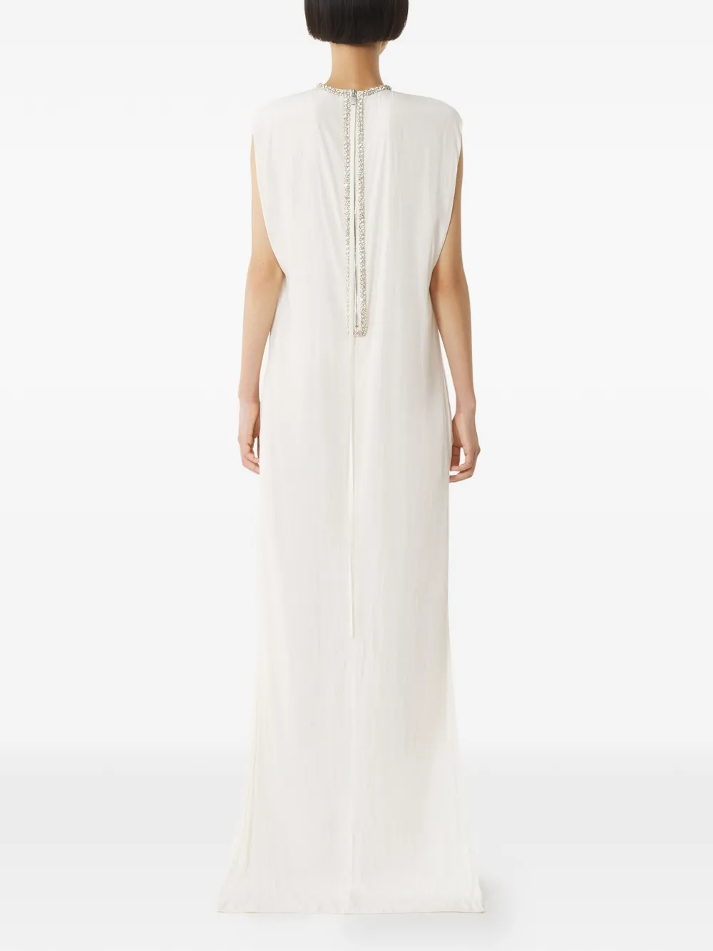 Lanvin Gesmockte maxi-jurk met verfraaide hals Wit