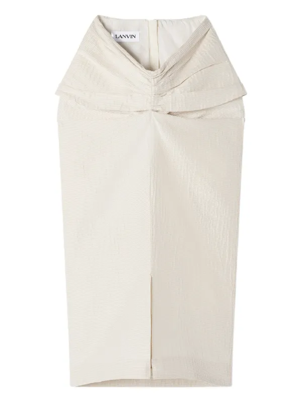 Lanvin Ruched-detail Midi Skirt in Neutrals
