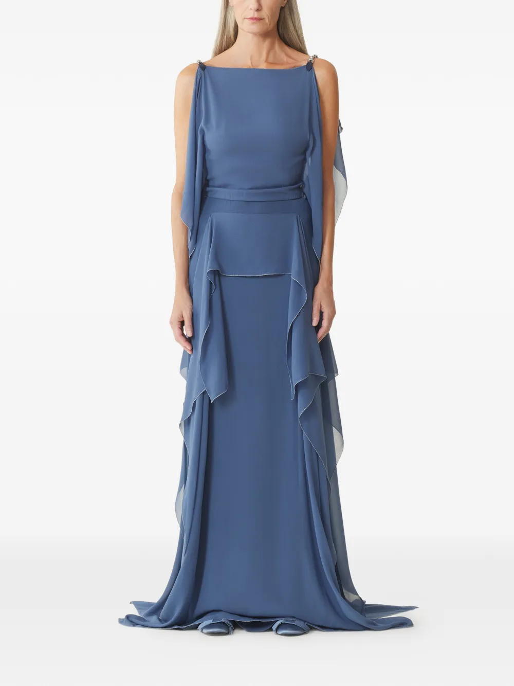 Lanvin Maxi-jurk met kettingdetail en ruches Blauw