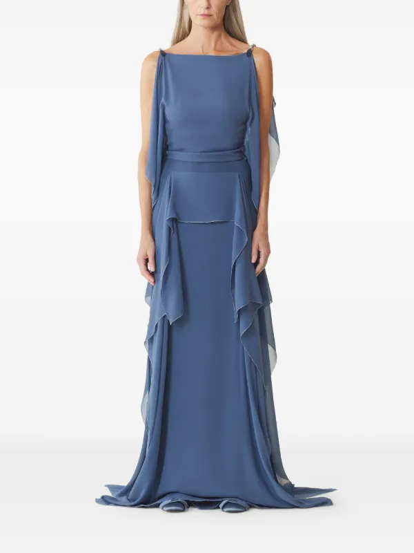 lanvin maxi dress Lanvin Chain-detail Ruffled Maxi Dress