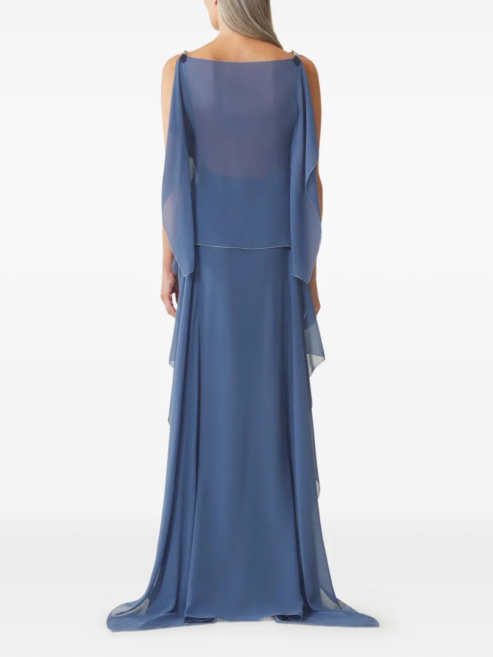 Lanvin Maxi-jurk met kettingdetail en ruches Blauw