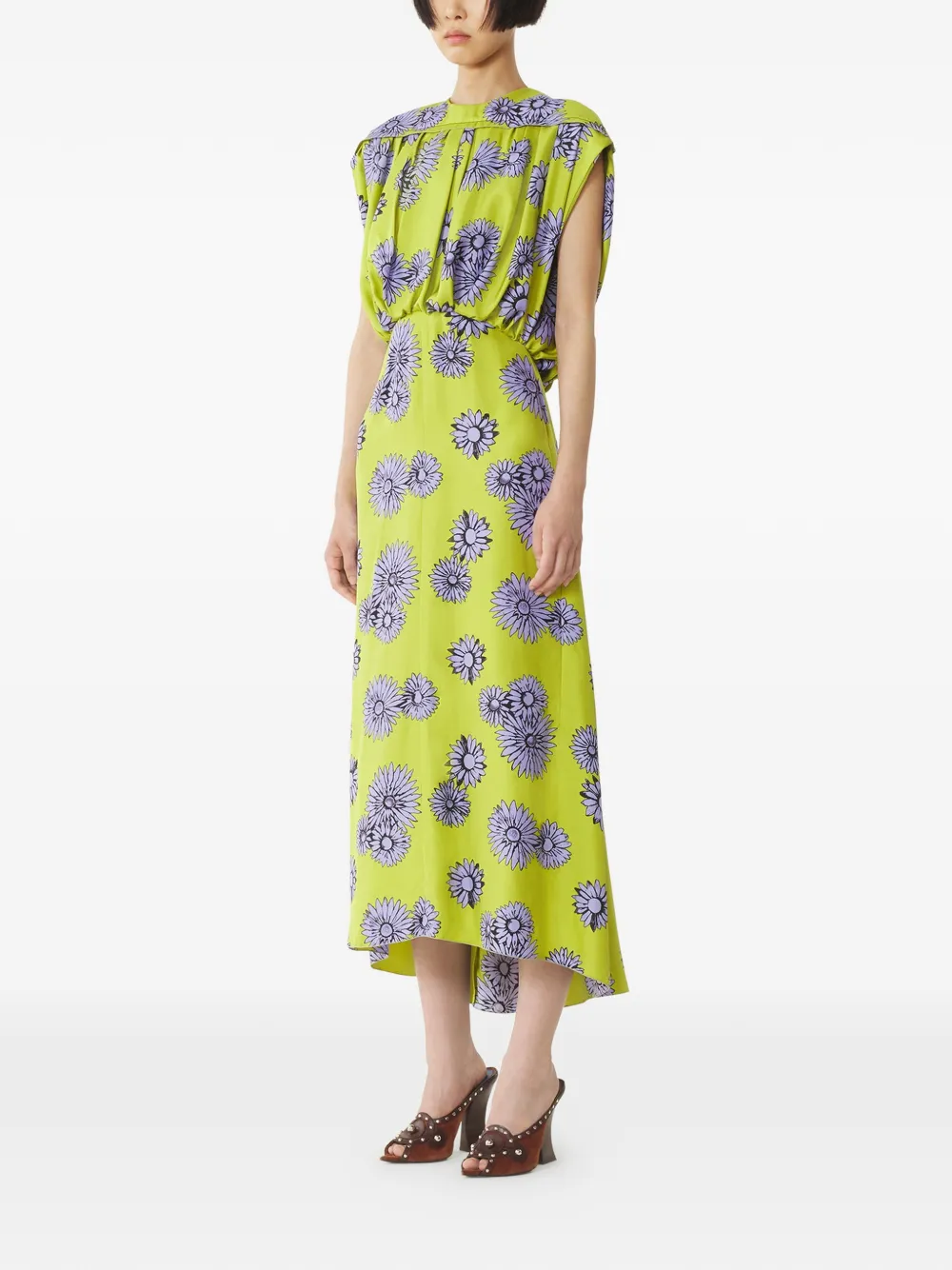  Lanvin Floral-pattern Sleeveless Midi Dress - Green 