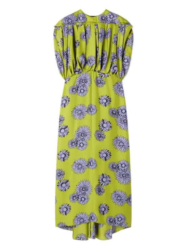 Lanvin Floral-pattern Sleeveless Midi Dress in Green