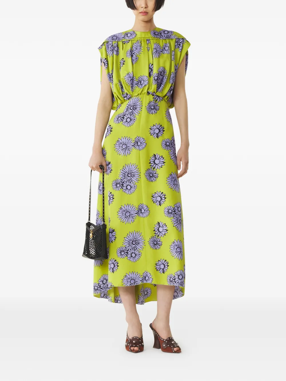  Lanvin Floral-pattern Sleeveless Midi Dress - Green 