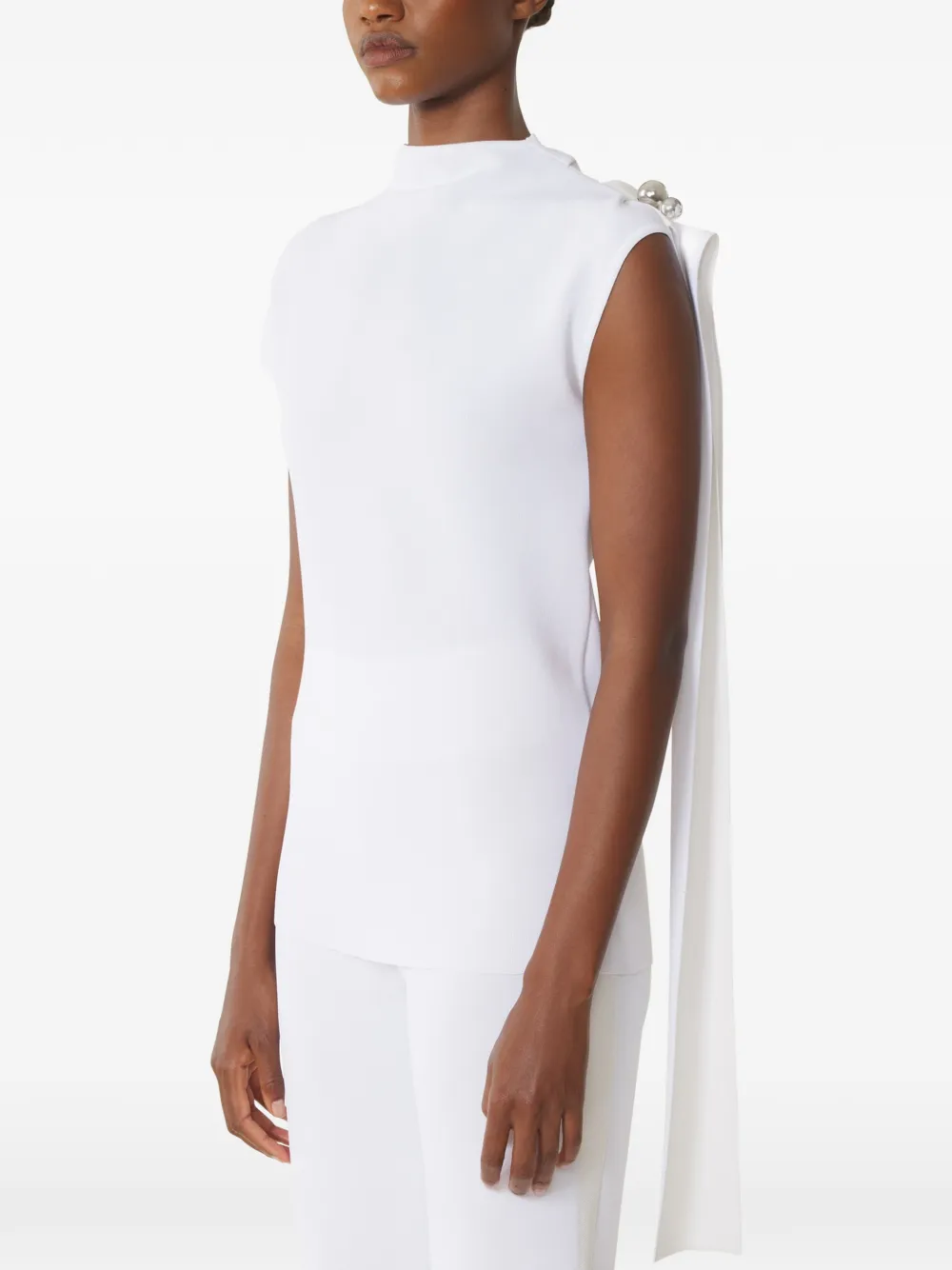  Lanvin Sleeveless Button-embellished Blouse - White 
