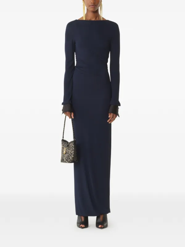 Lanvin long-sleeve button-cuff Maxi Dress | Blue
