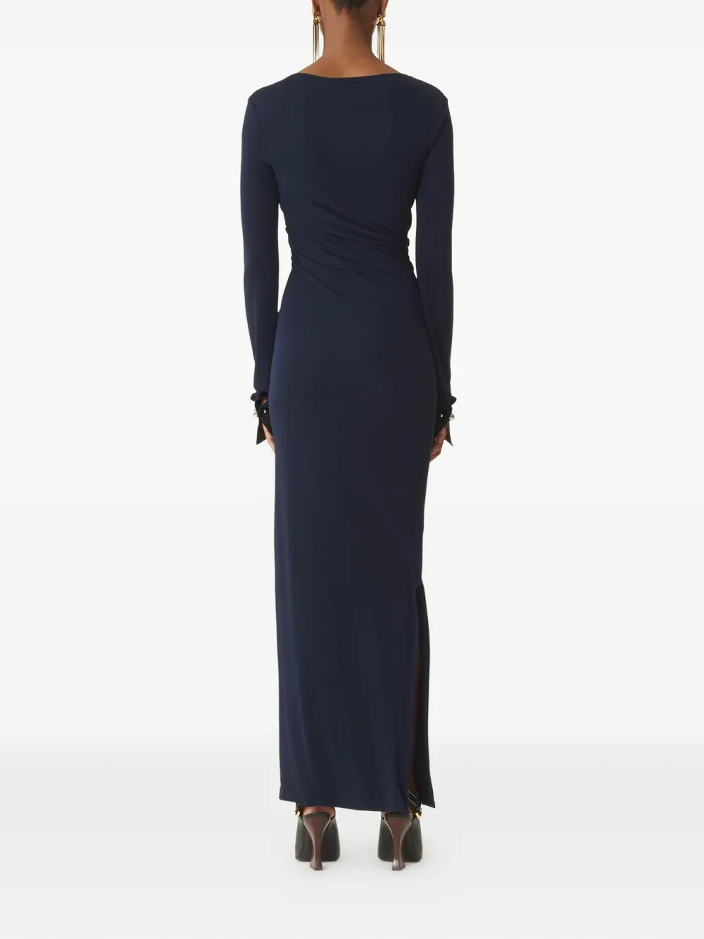 Lanvin Maxi-jurk met lange mouwen en knoopmanchetten Blauw
