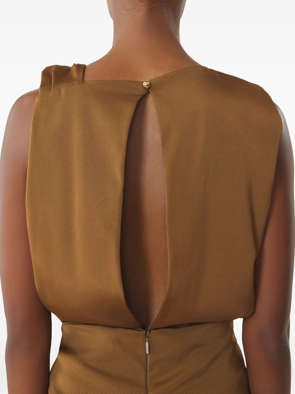 Lanvin Mouwloze midi-jurk met gedraaid detail Bruin