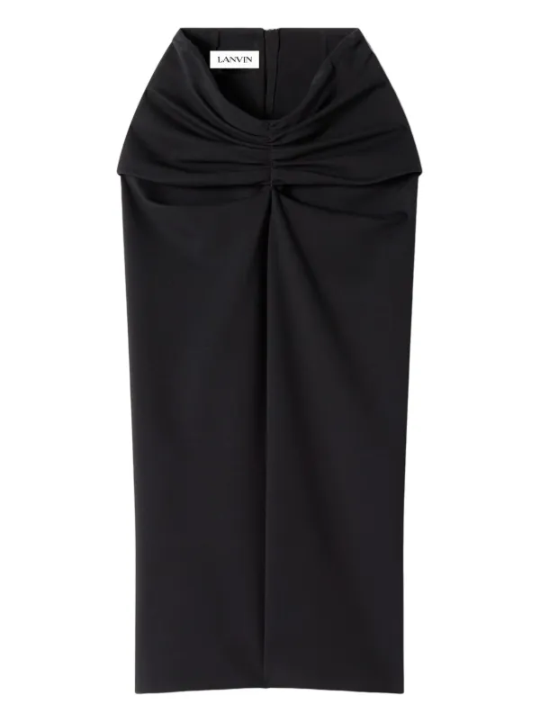 Lanvin Twisted-detail Midi Skirt in Black
