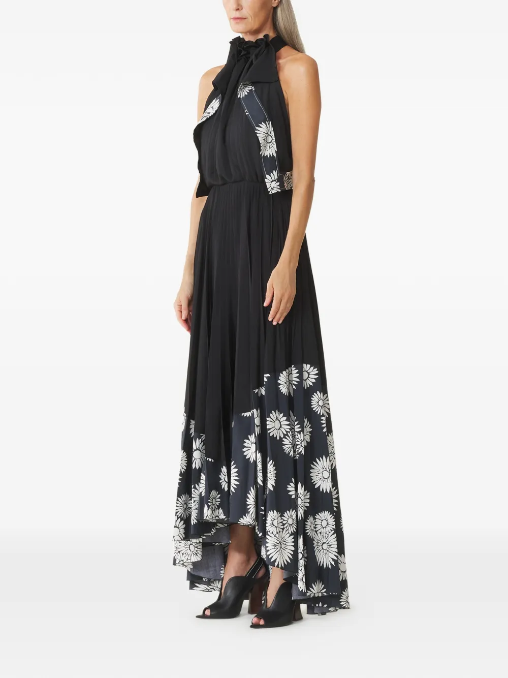 Lanvin Geplooide maxi-jurk met bloemenprint Zwart