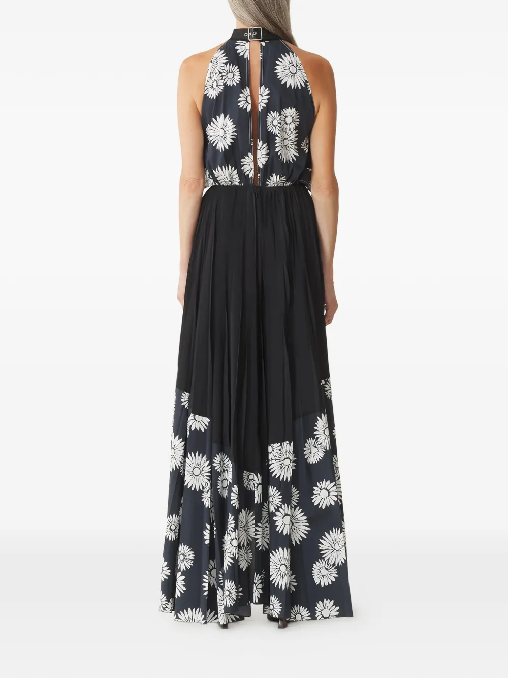 Lanvin Geplooide maxi-jurk met bloemenprint Zwart