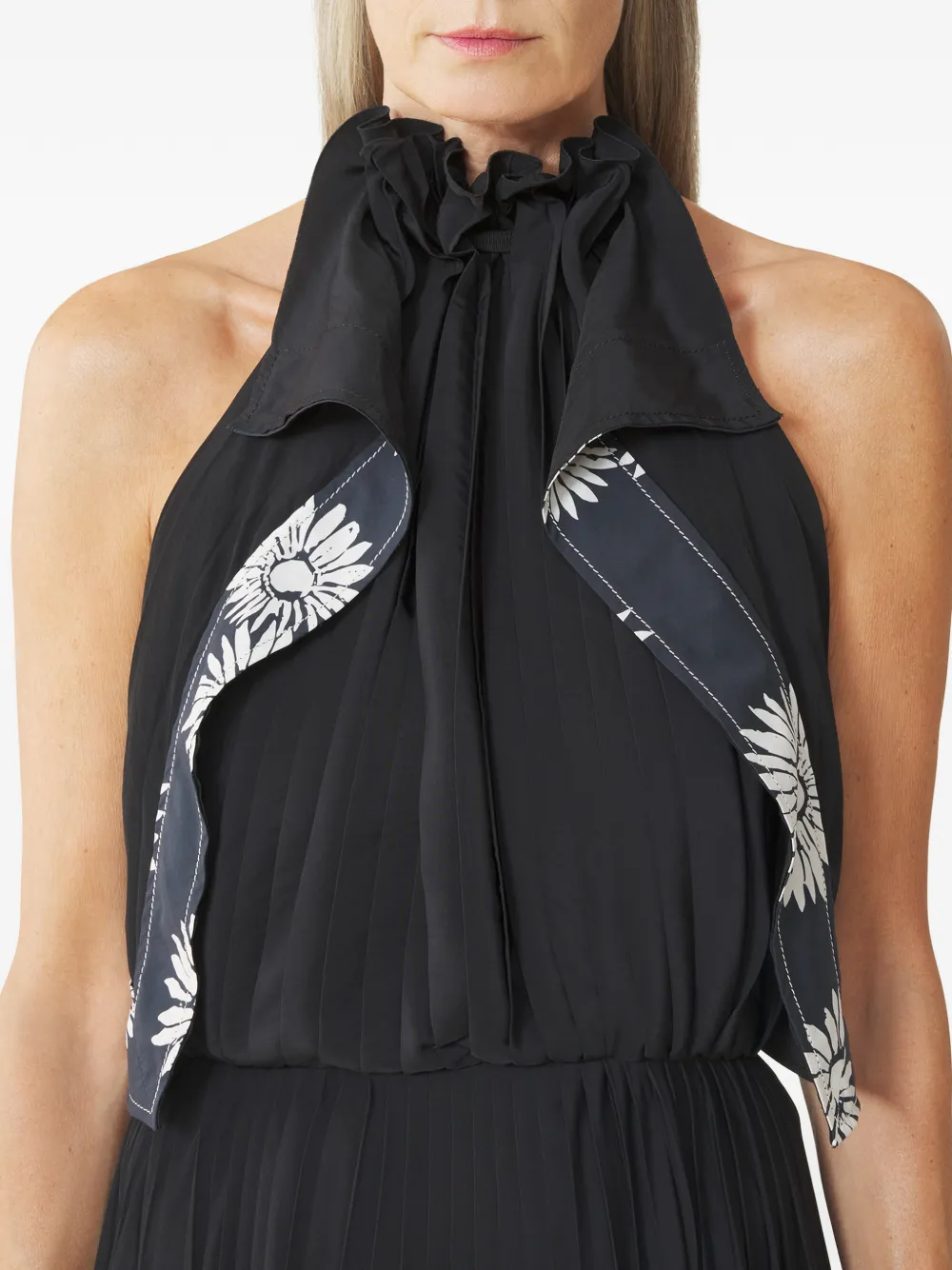 Lanvin Geplooide maxi-jurk met bloemenprint Zwart