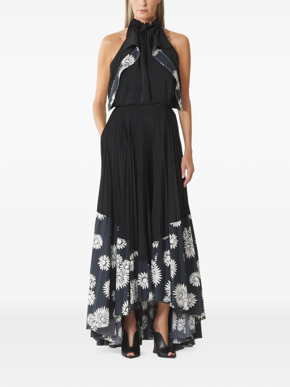 Lanvin Geplooide maxi-jurk met bloemenprint Zwart