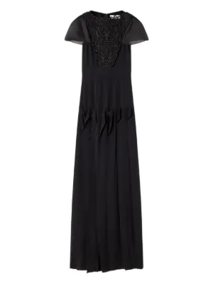 long sleeve see through lace dress Black Boned Lace Dress | Gothic Bustier Gown main image 1
