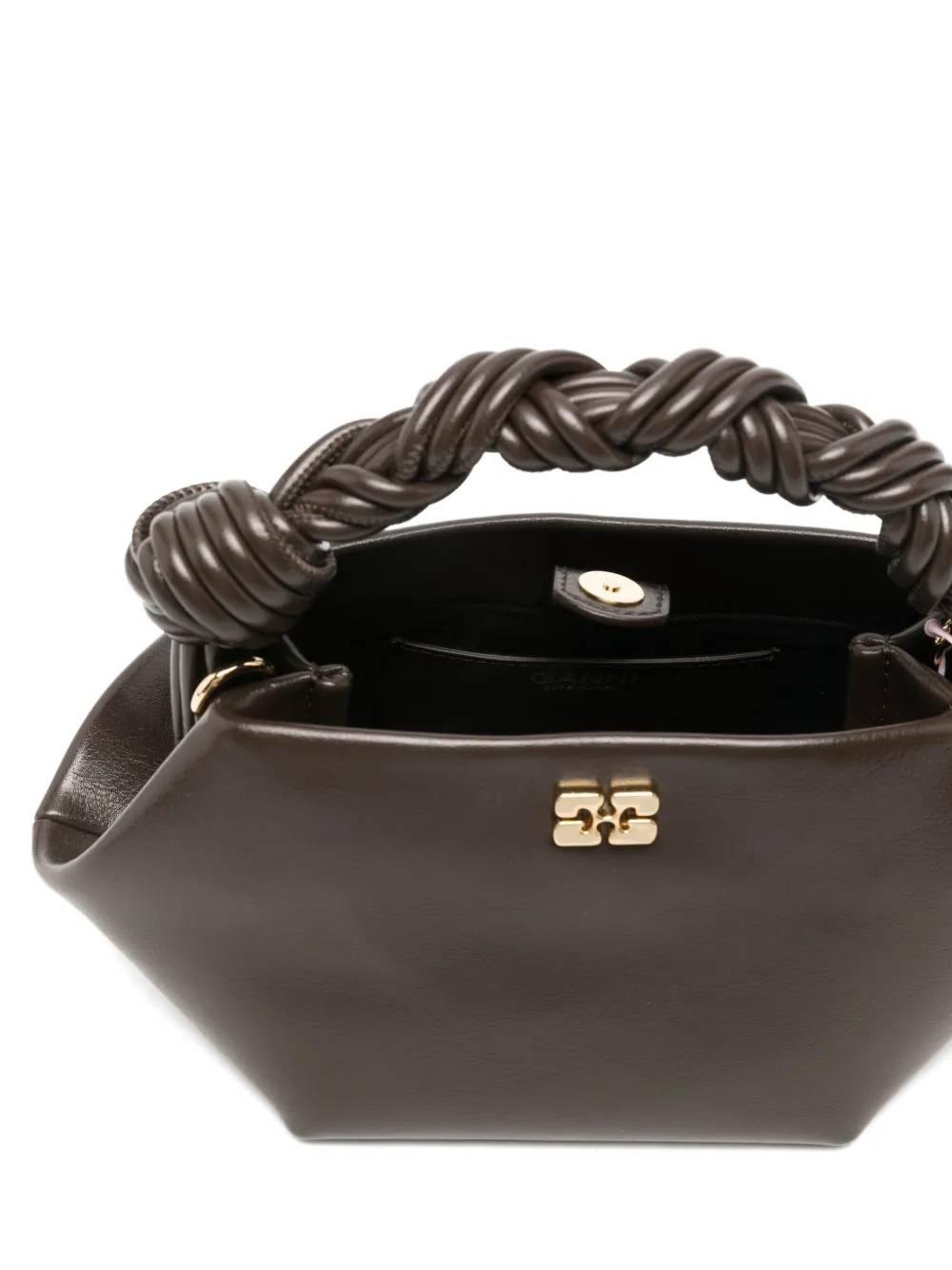 Ganni Mini Bou Tote Bag In Brown