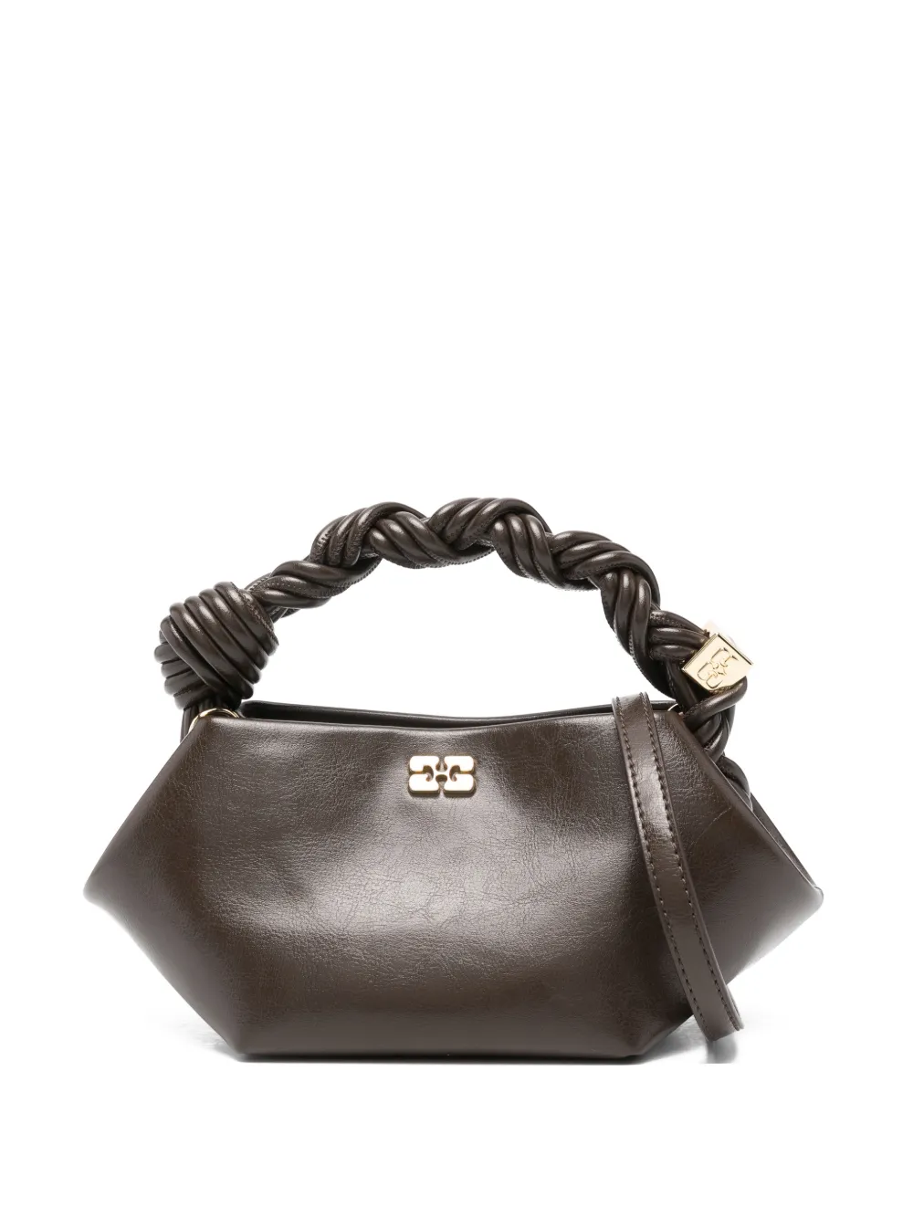 Ganni Mini Bou Tote Bag In Brown