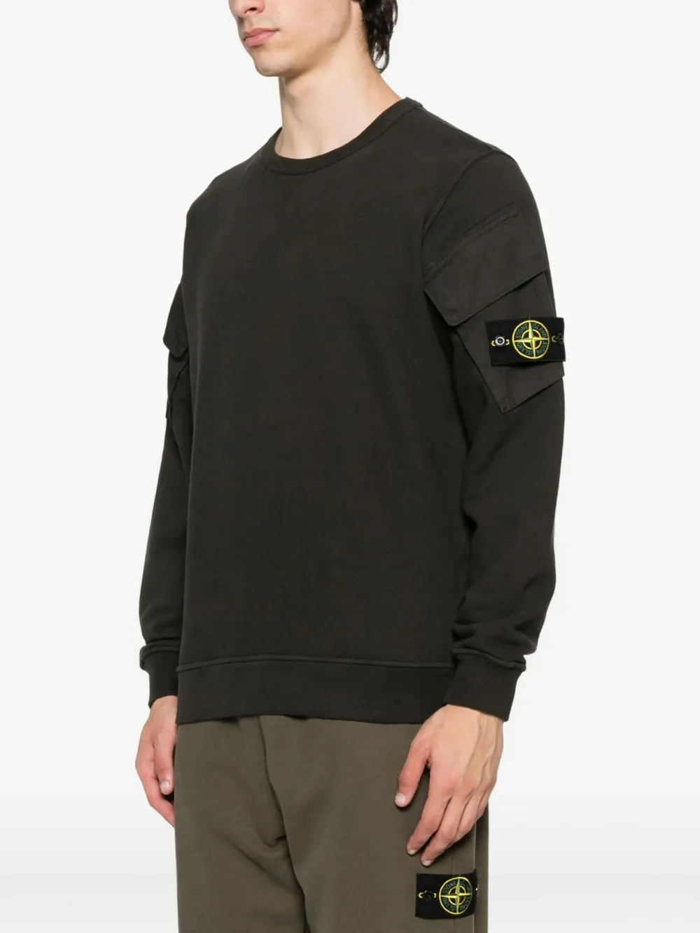 Stone Island Sweater met zakdetail en ronde hals Grijs