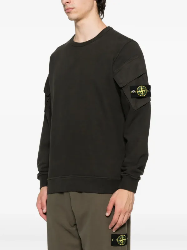 Stone Island pocket-detailed crew-neck Sweatshirt | Grey | FARFETCH