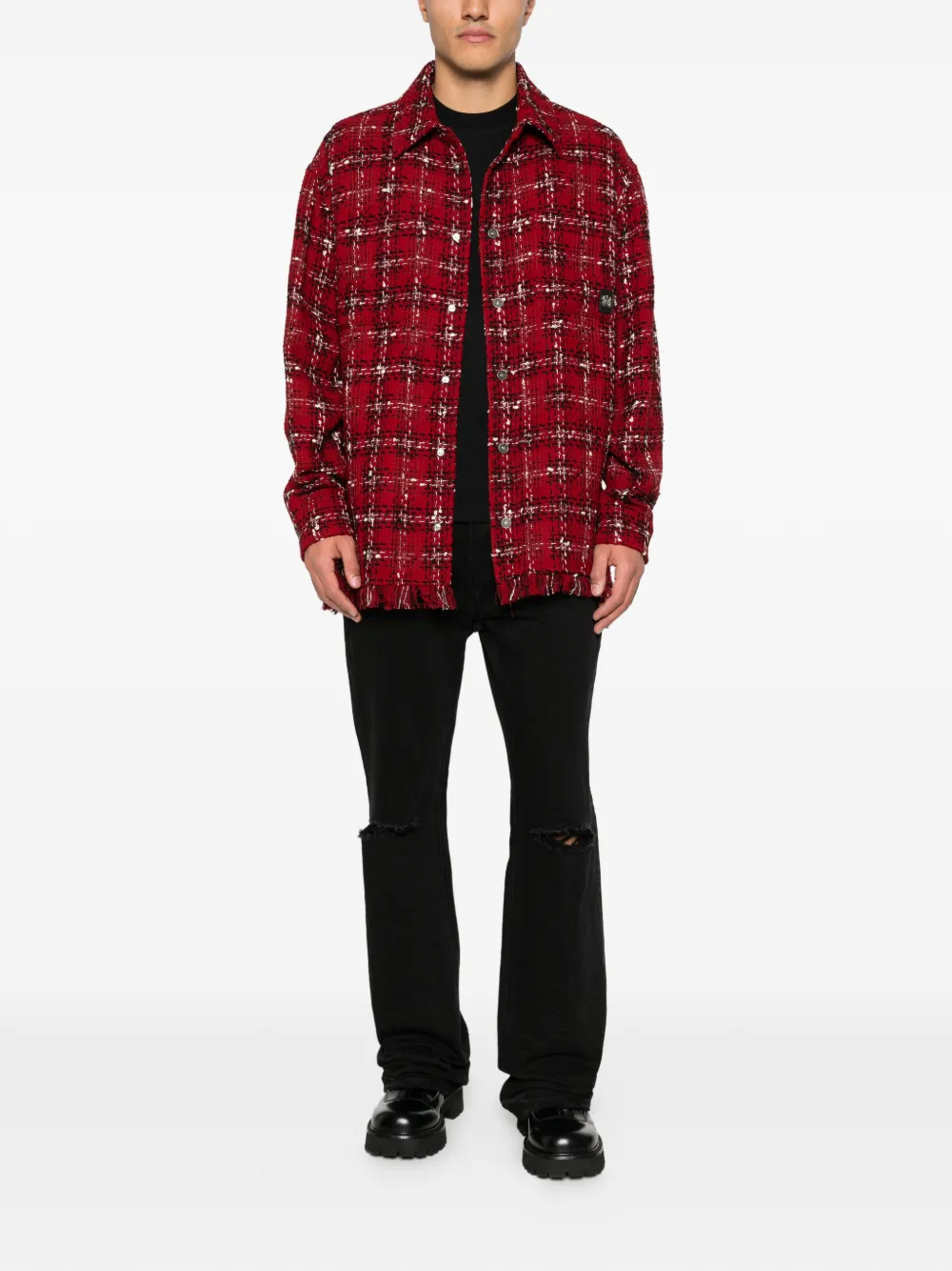 AMIRI frayed checked shirt - Rood