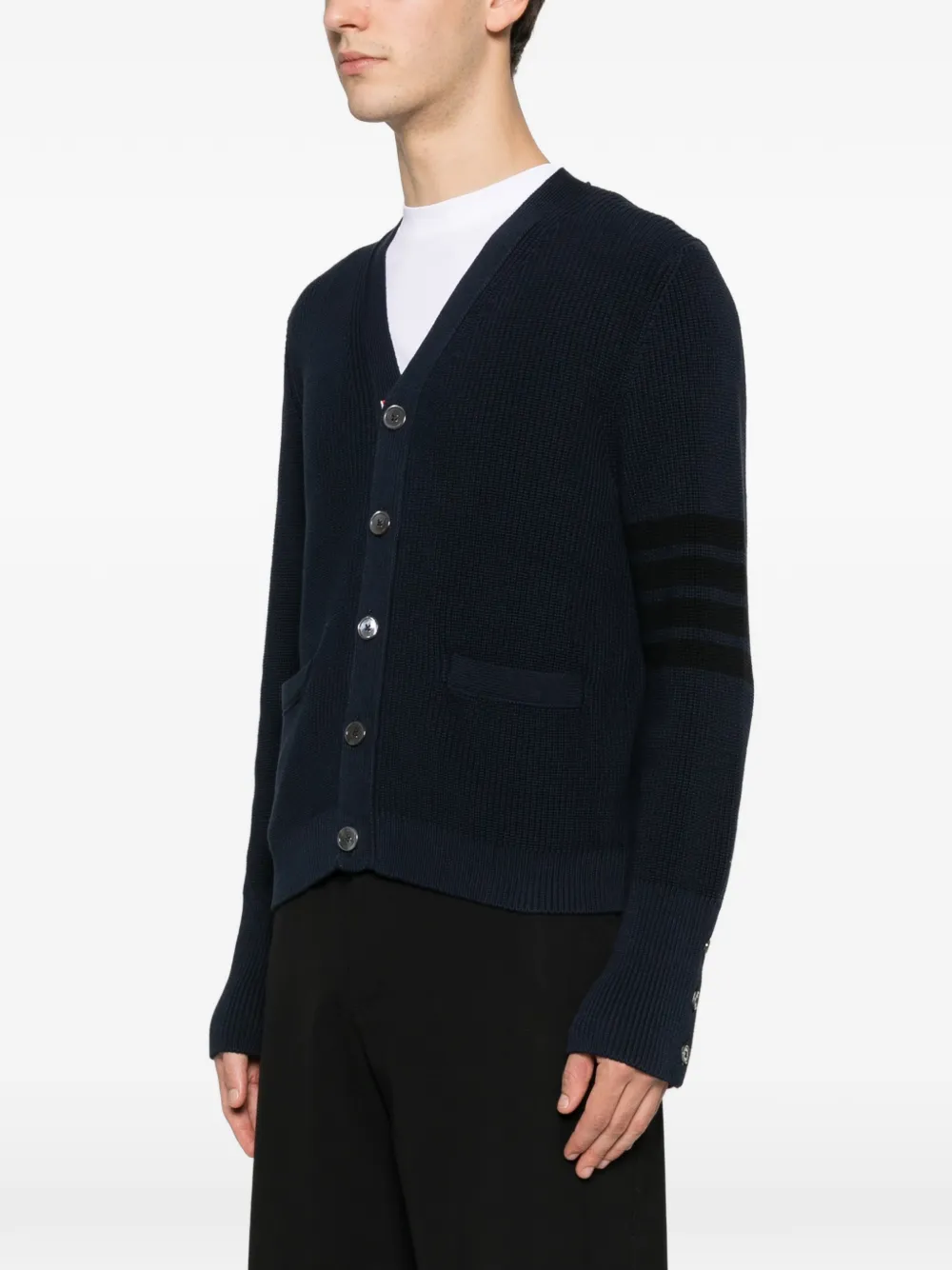  Thom Browne 4-bar Stripe Blue Cardigan 