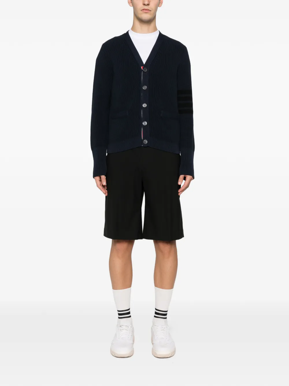 Thom Browne 4-Bar stripe blue cardigan | Cardigans | Image 2