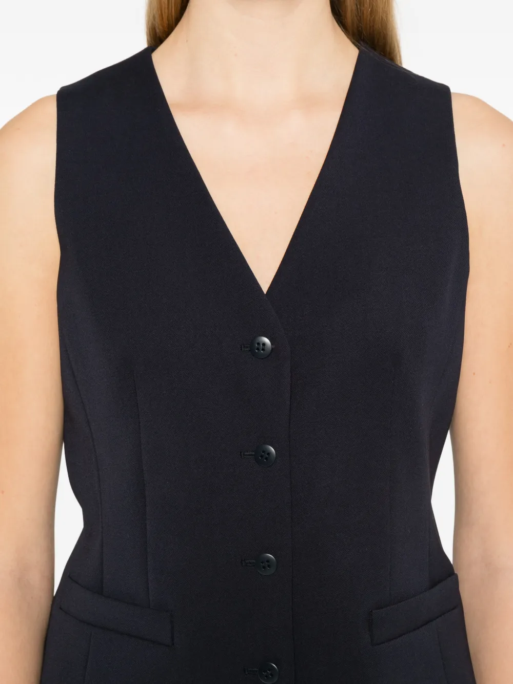 Max Mara Buttoned V-neck Gilet In Black