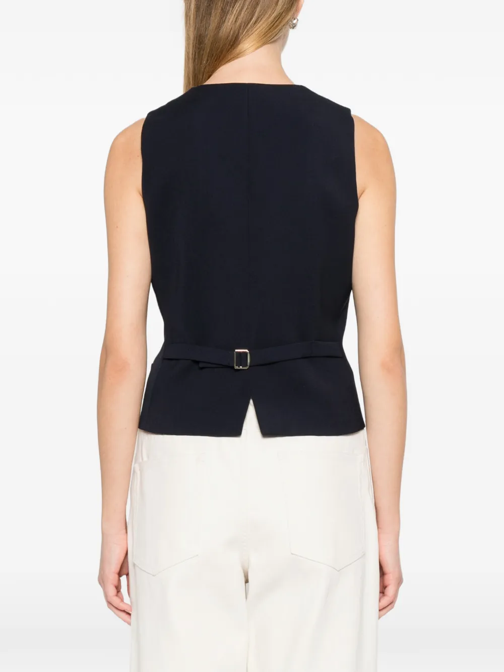 Max Mara Buttoned V-neck Gilet In Black