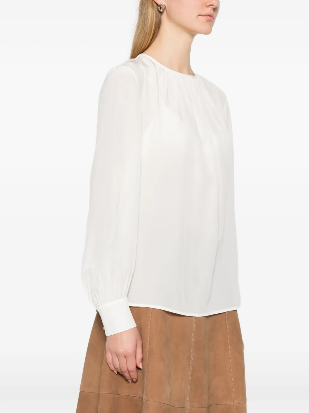 Max Mara Mstcolmo Long-sleeve Blouse In White