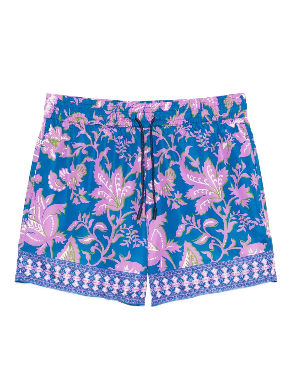 ETRO floral-print trim swim shorts - Blau