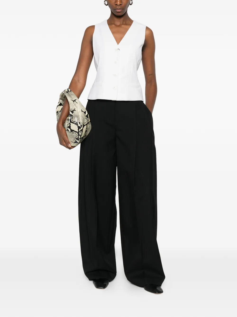 Max Mara V-neck Button Vest In White