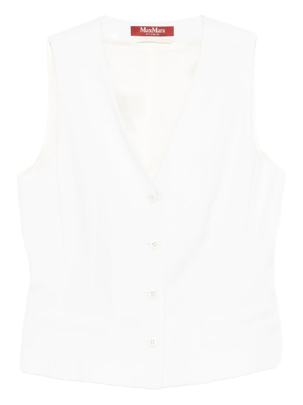 Max Mara V-neck Button Vest In White