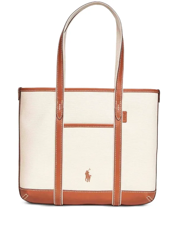 Polo Ralph Lauren Embroidered-logo Tote Bag in Neutrals