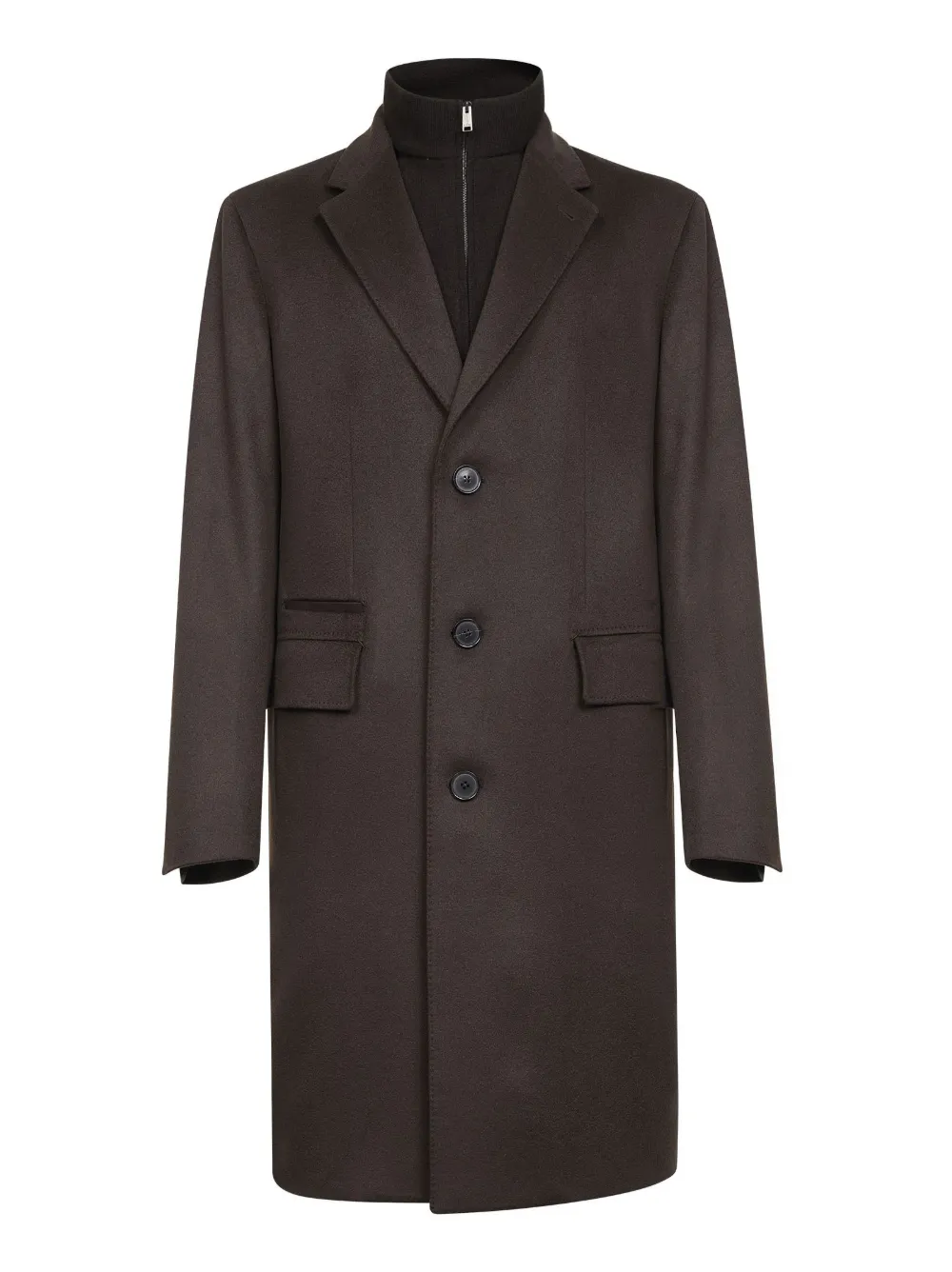 Zegna Brown Oasi Cashmere Overcoat With Bib In Brown