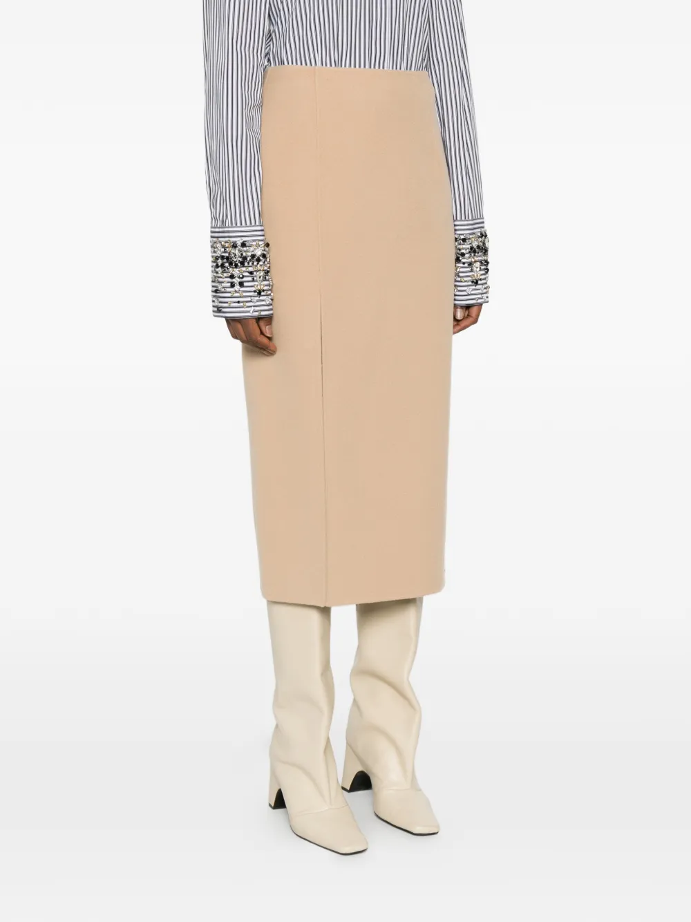 Sportmax Slit Pencil Skirt in Neutrals, view 3
