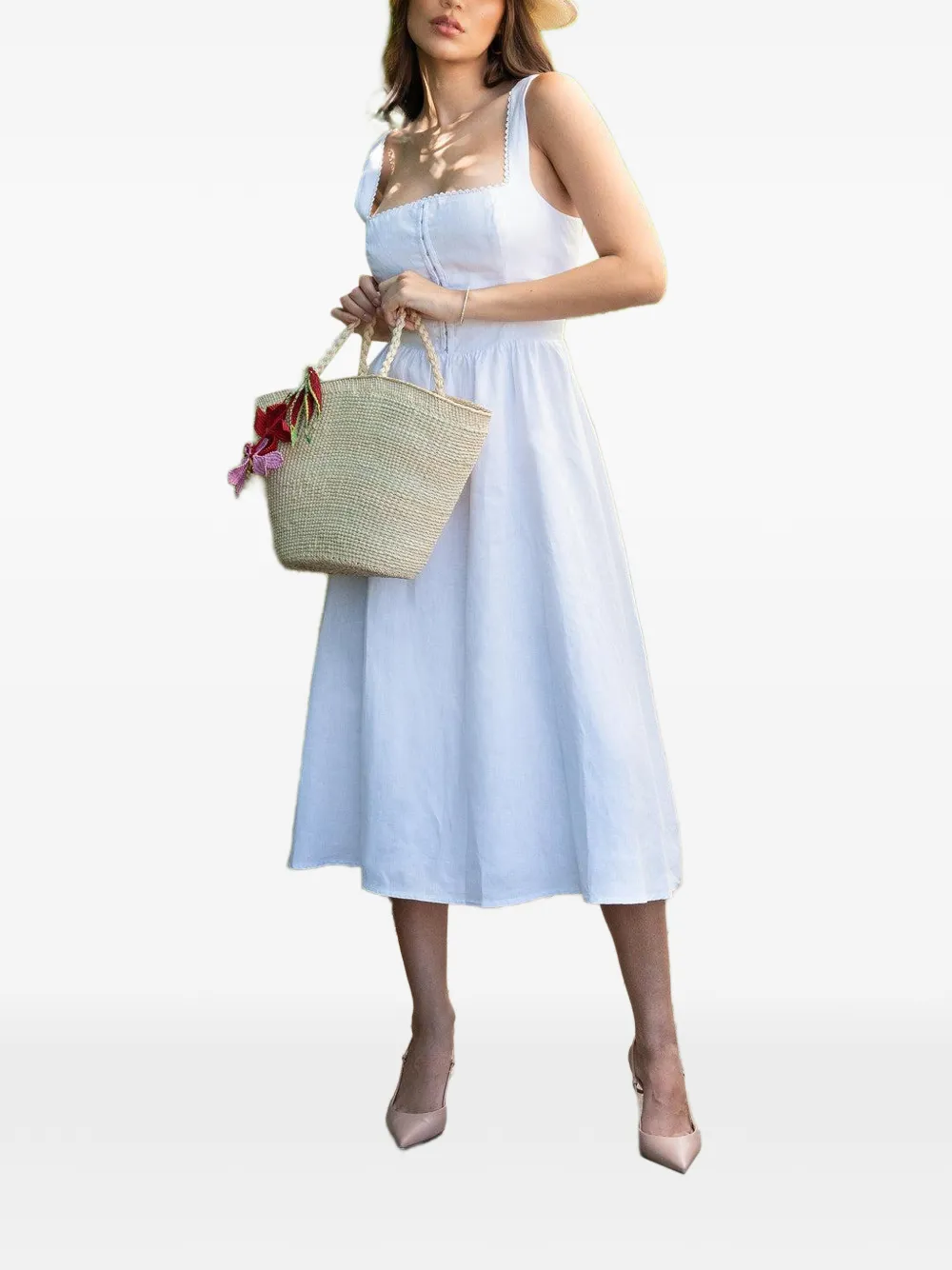 AMOR Y MEZCAL flower-embellishment tote bag - Beige