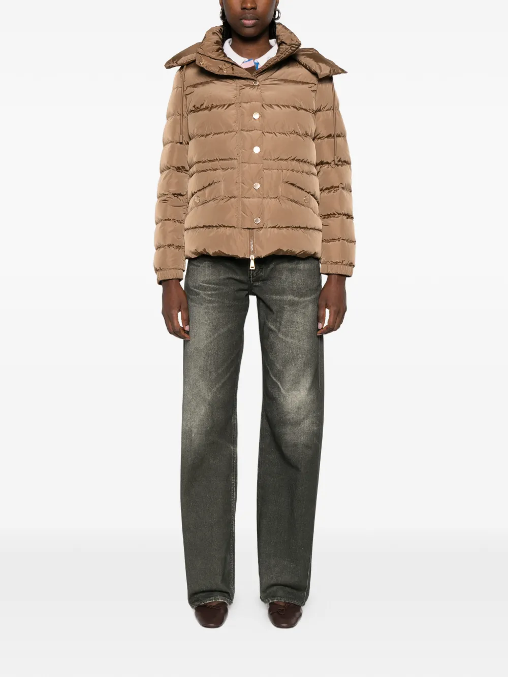  Weekend Max Mara Chaqueta Con Capucha Y Botones - Marrón 