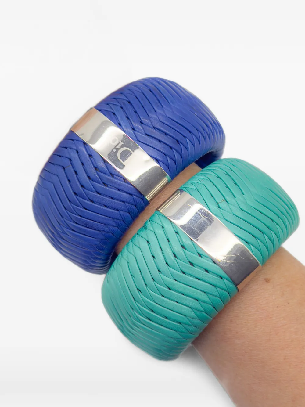Christian Dior Pre-Owned Bracciale rigido in pelle anni 2000 - Blu