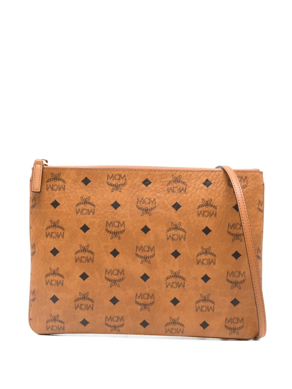 MCM logo-pattern clutch bag - Marrone