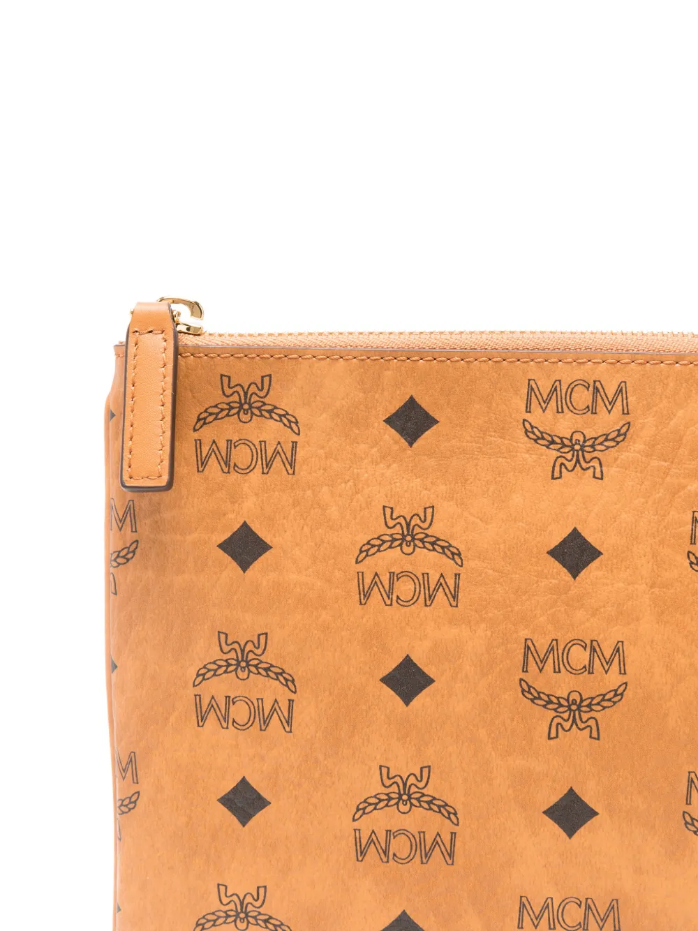 Mcm Logo-pattern Clutch Bag In Brown