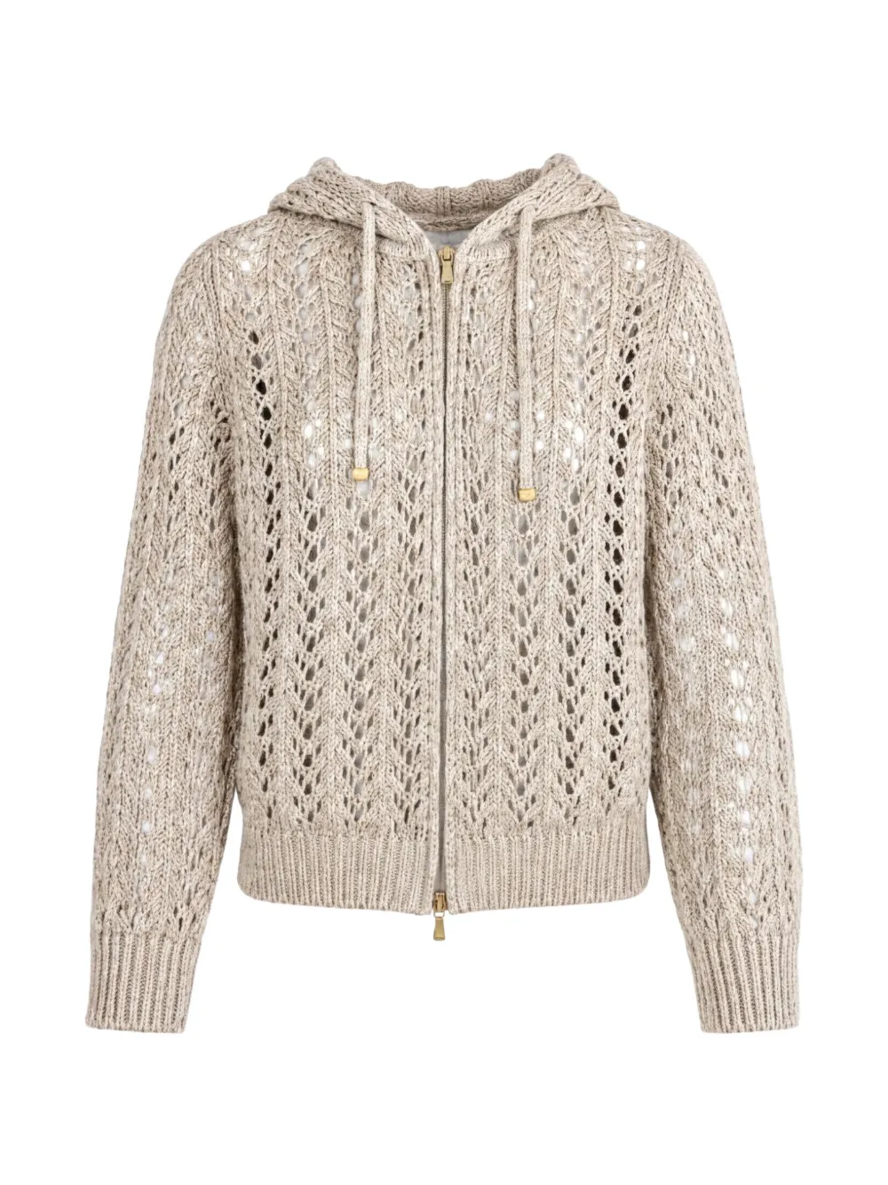 Eleventy pointelle-knit zip-up hoodie - Toni neutri
