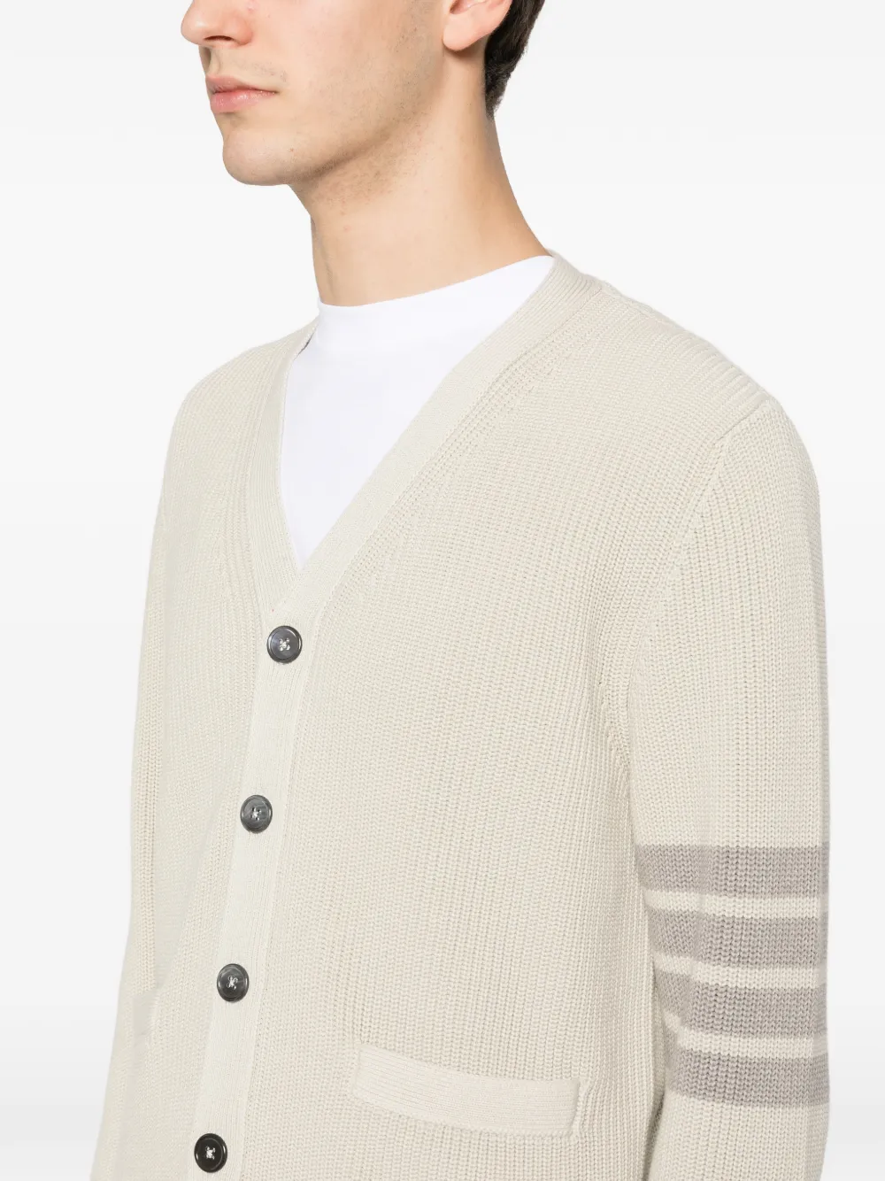 Thom Browne Vest met vier strepen en zakken Beige