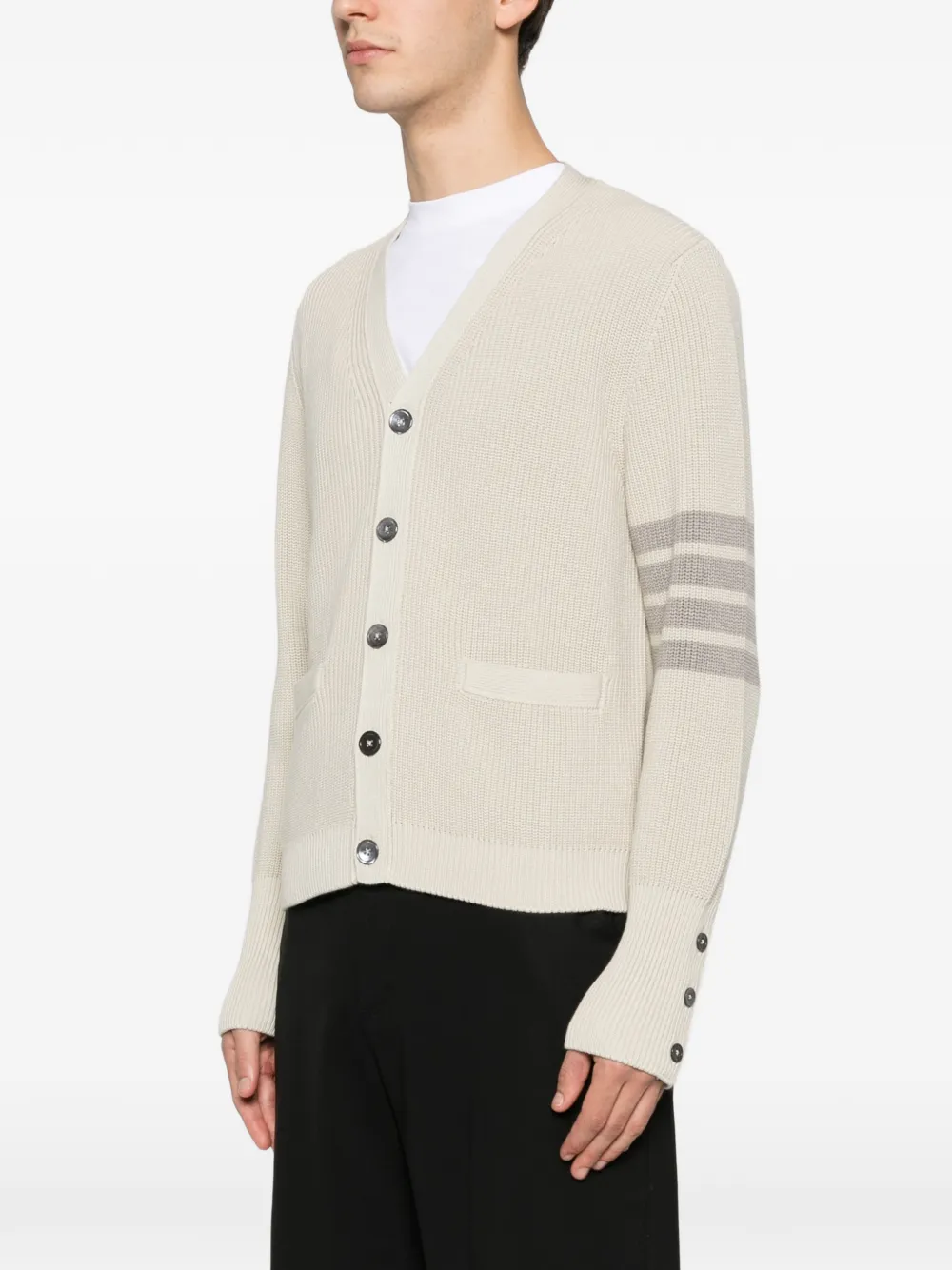 Thom Browne Vest met vier strepen en zakken Beige