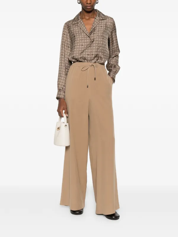 Max Mara　ドローストリング ワイドパンツ ベージュ Max Mara ドローストリング ワイドパンツ | ニュートラル | FARFETCH JP