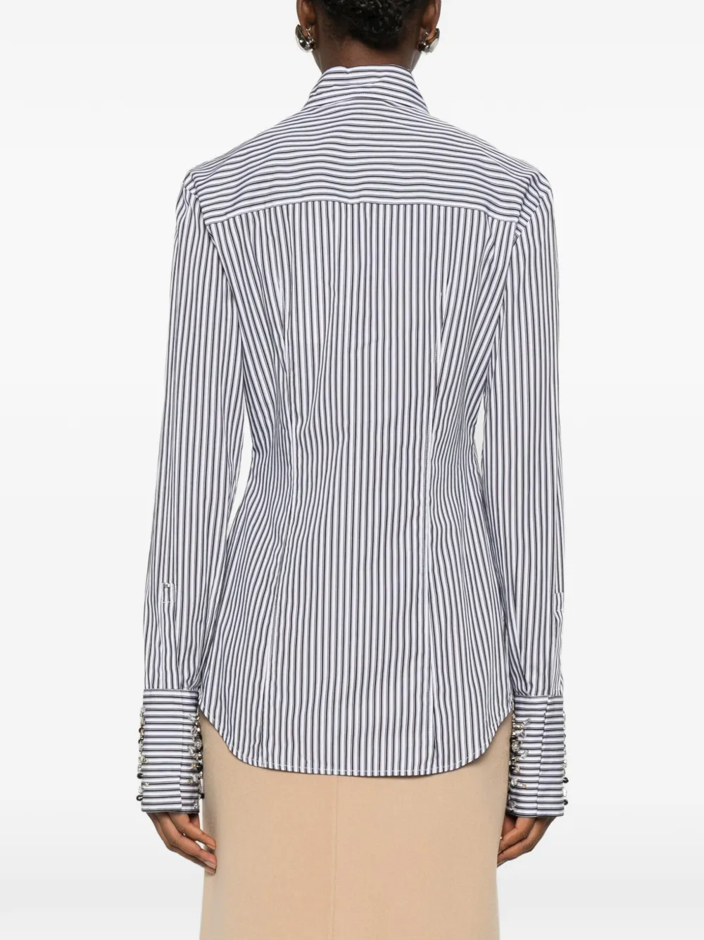 Sportmax Embellished Striped Shirt In Black