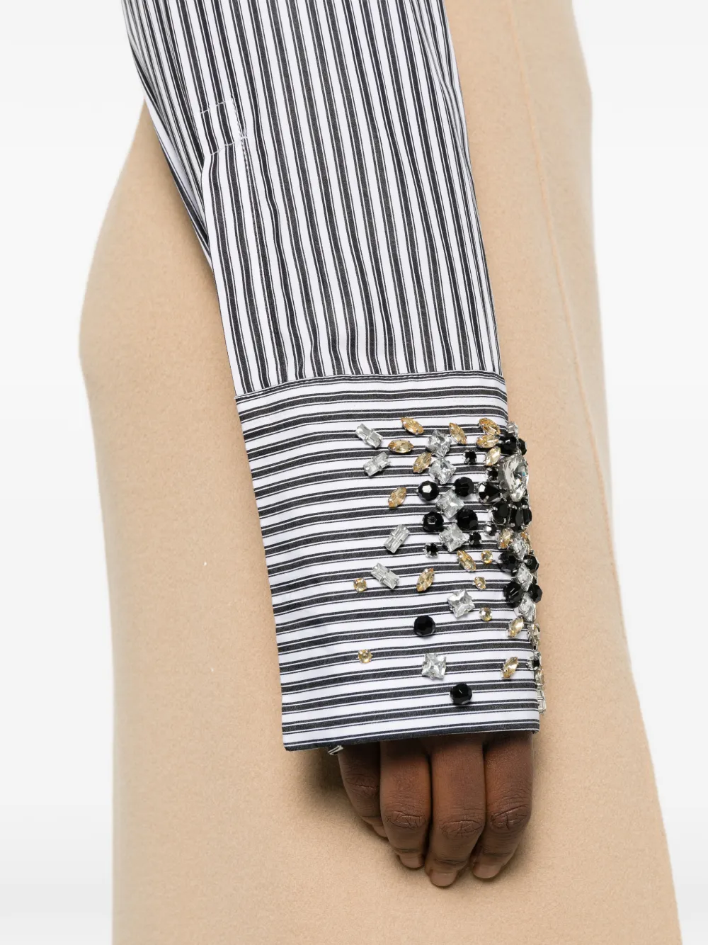 Sportmax Embellished Striped Shirt In Black