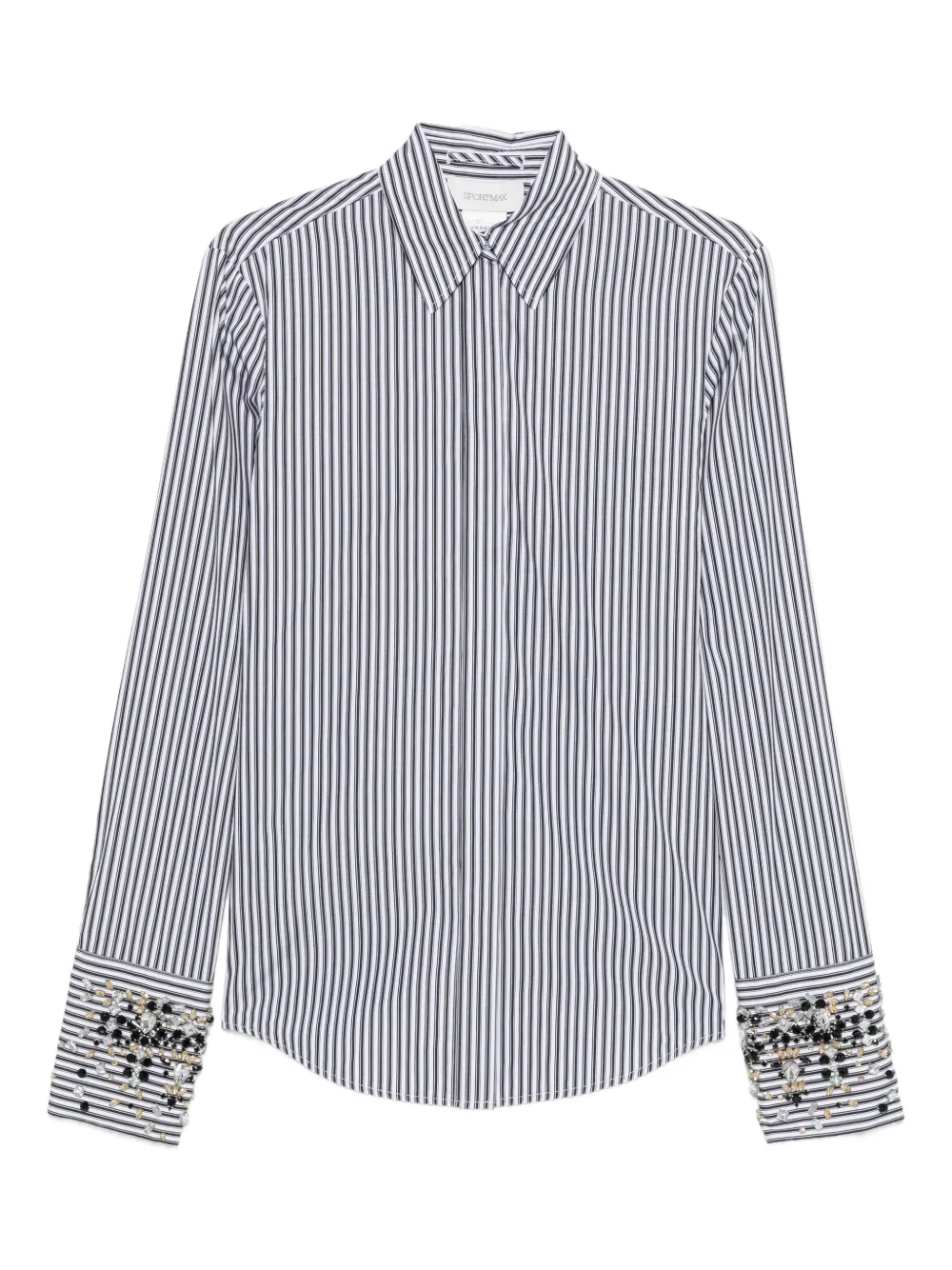 Sportmax Embellished Striped Shirt In Black