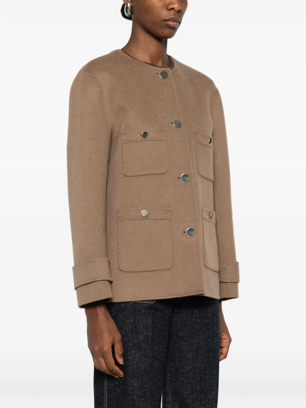  's Max Mara Buttoned Pocket Jacket - Brown 